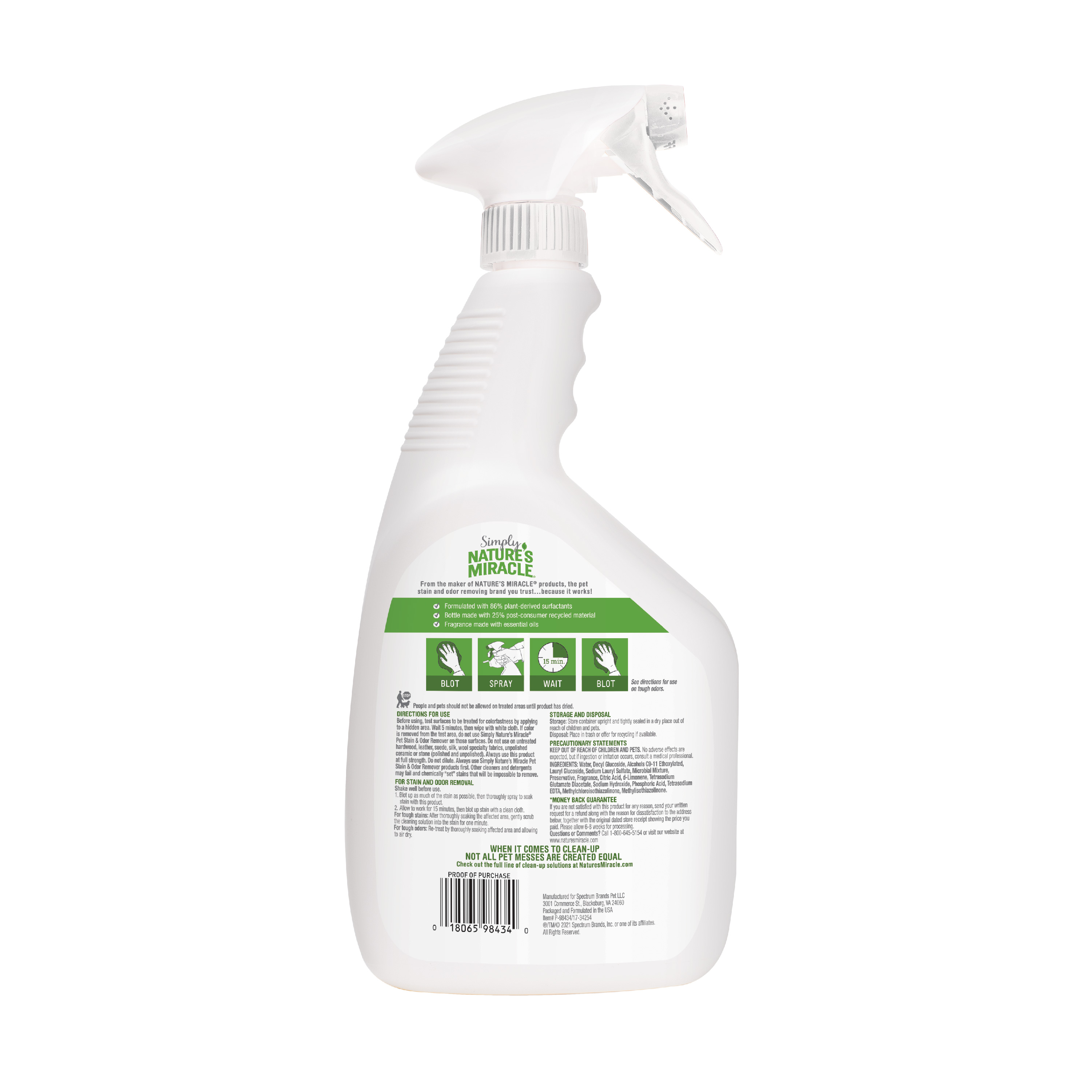 Nature's miracle disinfectant deals stain and odor remover